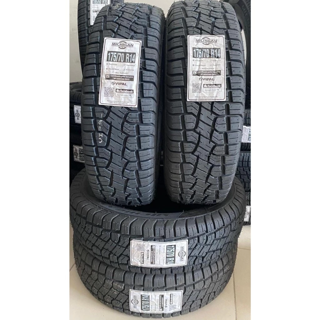 KIT 2 Pneus de Carro Aro 14 175/65 R14 BORRACHA VIPAL