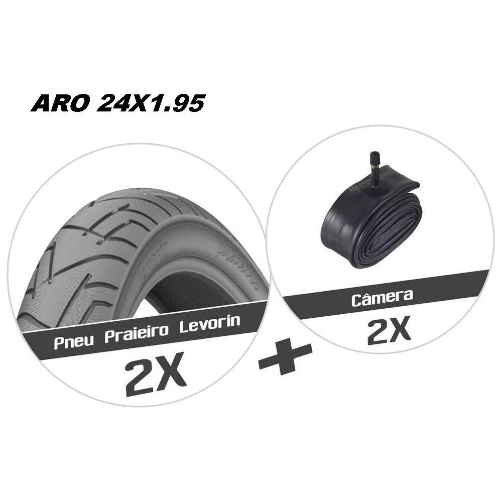 Kit Bicicleta Aro 24 Pneus Câmaras De Ar Levorin Praieiro 24x1.95