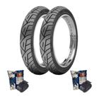 Kit Par Pneu Moto Red Panda 90/90-18 Traseiro e 275-18 Dianteiro Maggion 2 Câmaras Gulfair MG18