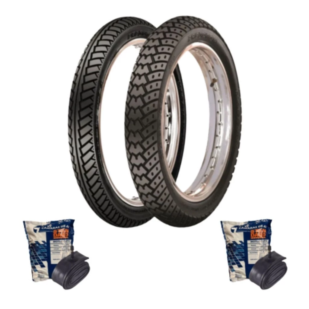 Kit Par Pneu Para Moto Predator MR5 100/90-18 Traseiro e 275-18 MF4 Dianteiro Maggion 2 Câmaras Gulfair Modelos MJ18 e