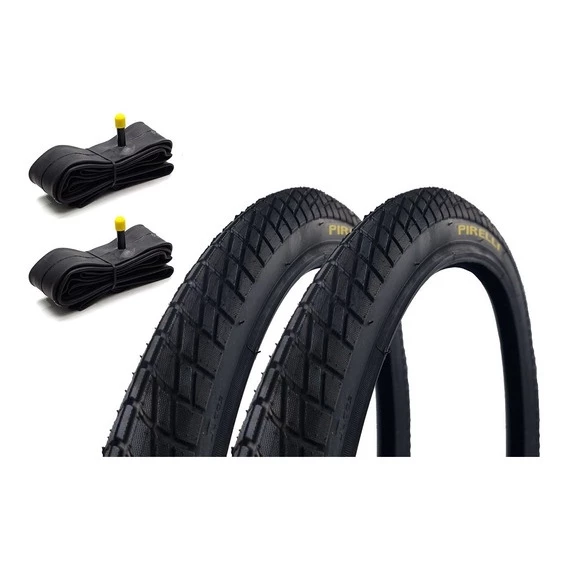 Kit pneu aro 20x1.75 pirelli slick bmx freestyle câmara de ar bico grosso original par