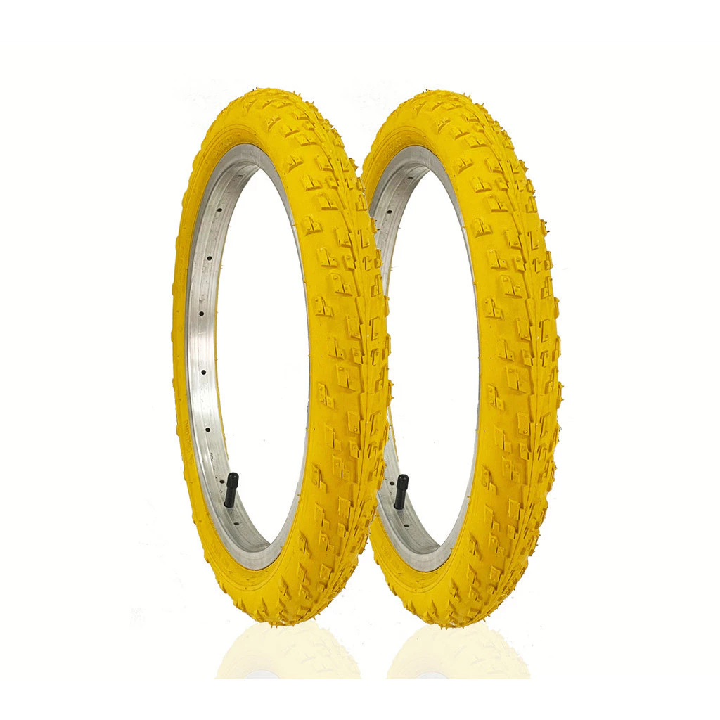 Par de Pneus 16x1.75 Amarelo Para Bike Infantil Parrudo Kids