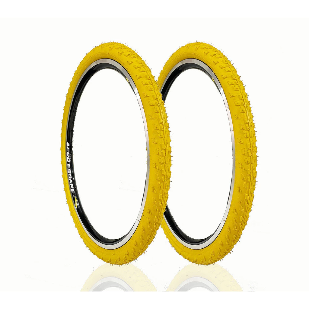 Par de Pneus Amarelo Para Bike Parrudo Wind 20x1.75 47-406