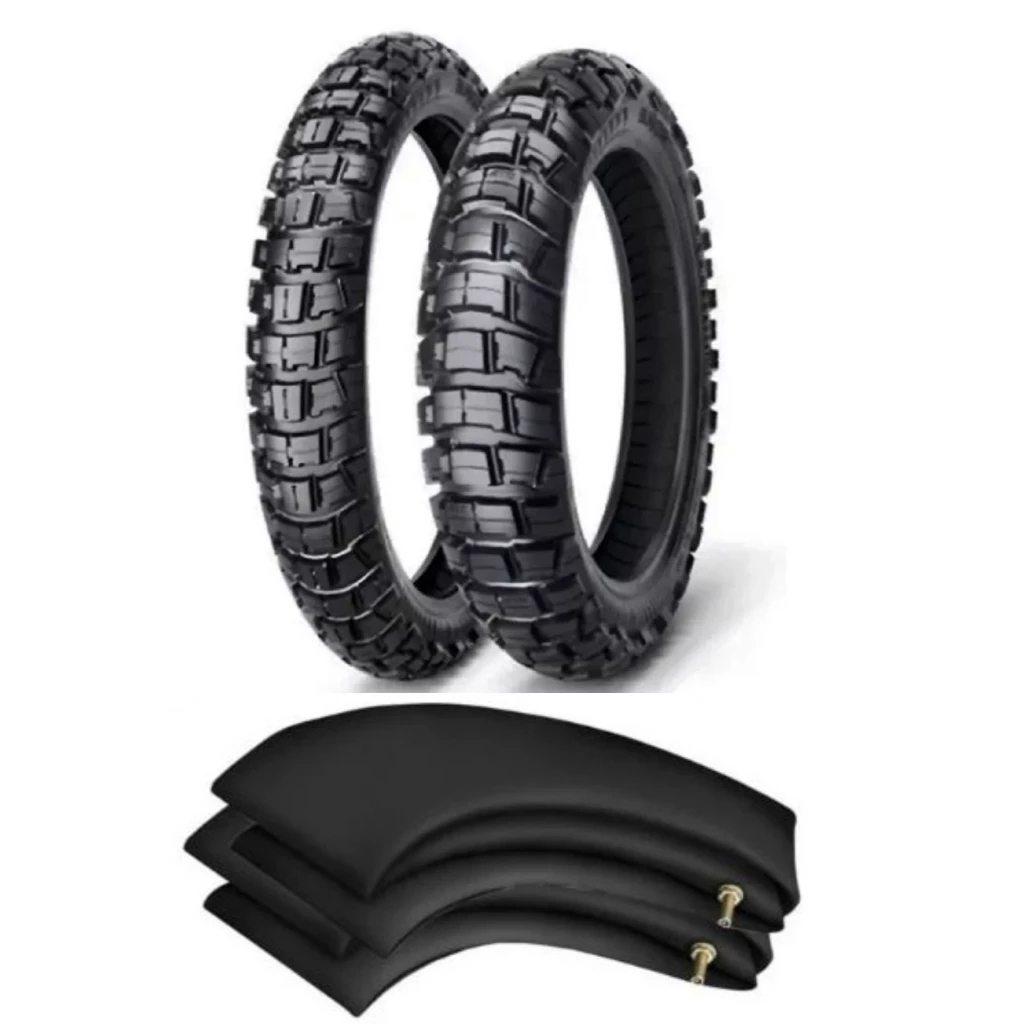 Par de Pneus E Camaras Titan Fan CG Ybr 125 Fazer 150 Factor 90/90-18 E 2.75-18 Bunker Ira Tires