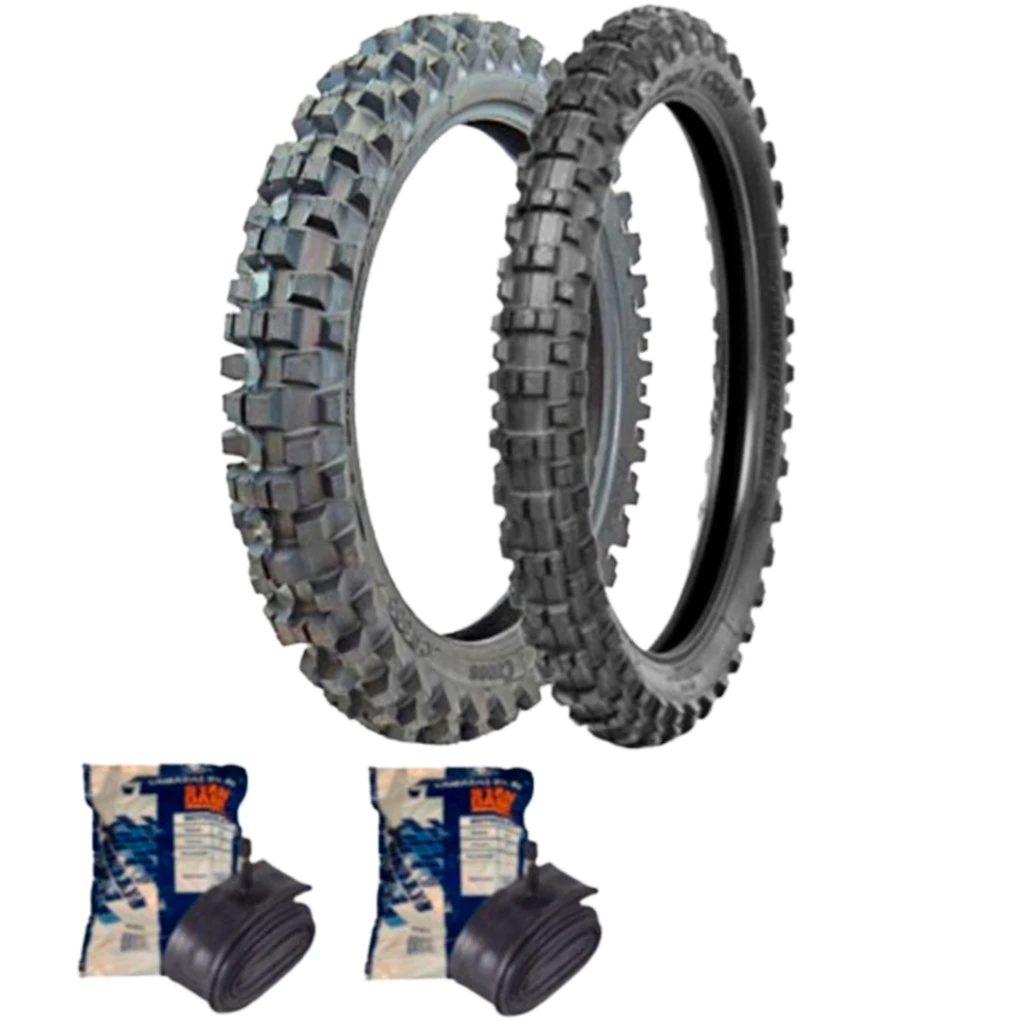 Par de Pneus Para Moto Vipal ST500 130/70-17 Traseiro e 110/70-17 Dianteiro Sem Câmara 2 Válvulas TR-412 de Brinde