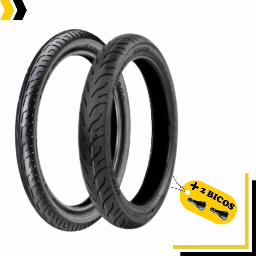 Par de Pneus Para Moto Vipal ST500 140/70-17 Traseiro e 110/70-17 Dianteiro Sem Câmara 2 Válvulas TR-412 de Brinde