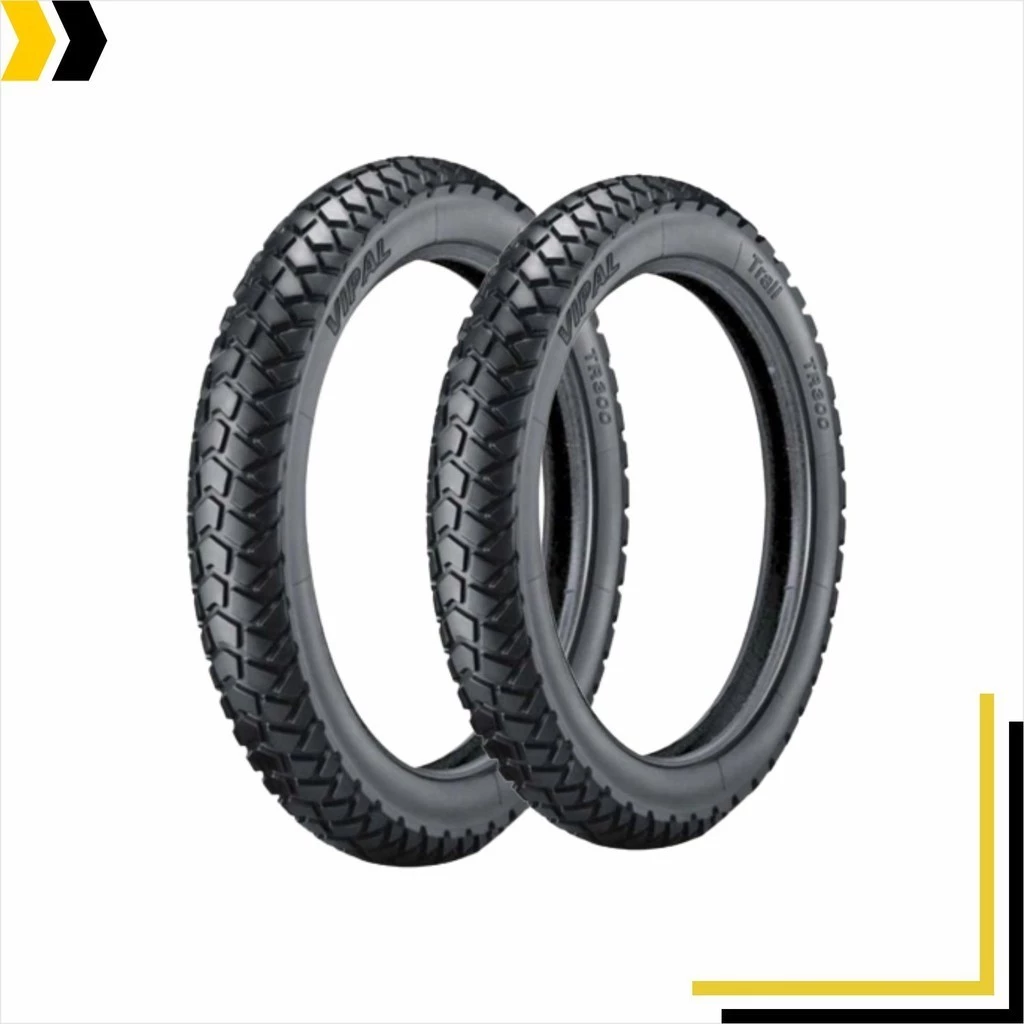 Par de Pneus Para Moto Vipal TR300 140/80-18 Traseiro e 90/90-21 Dianteiro Com Câmaras MJ18 e MG21 Gulfair. Para XRE 300