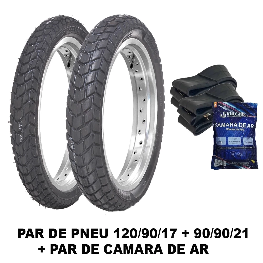 Par Pneu Falcon Sahara XT Remold 120/90/17 90/90/21 Camara de Ar