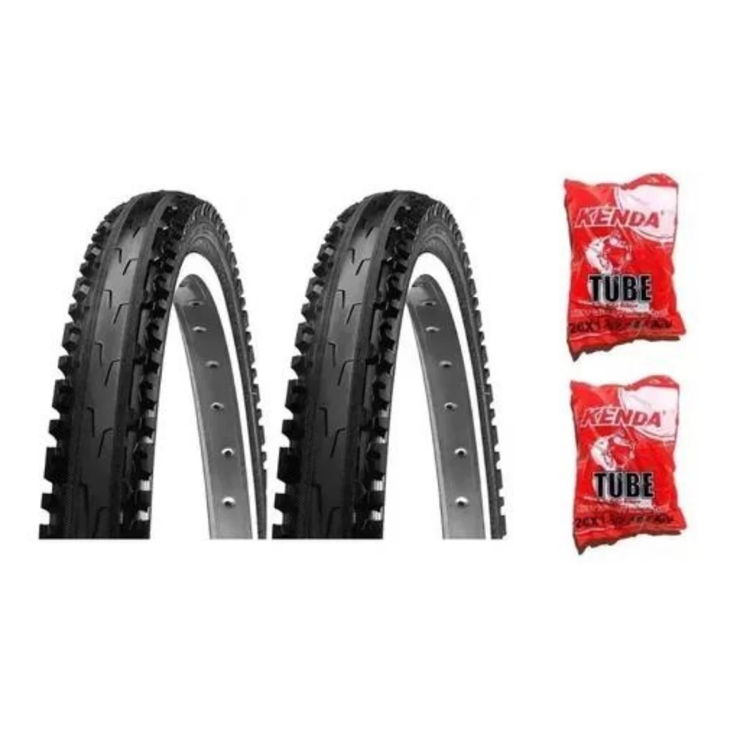 Par Pneus Bicicleta Mtb Kenda Misto Aro 26 X 1.95 Semi Slick K847 2 Camaras