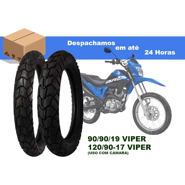 Par Pneus Nxr Bros 125 Dianteiro e Traseiro Largo 150 90/90-19 120/90-17 Maggion Viper Novo